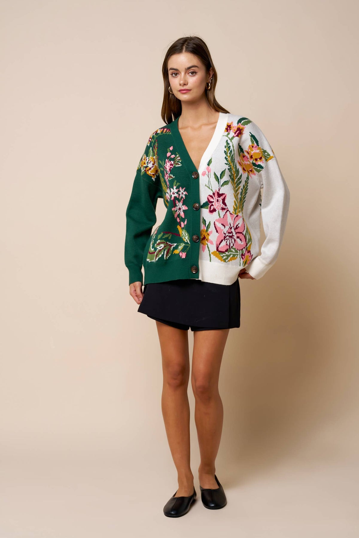 Floral Color Block Cardigan