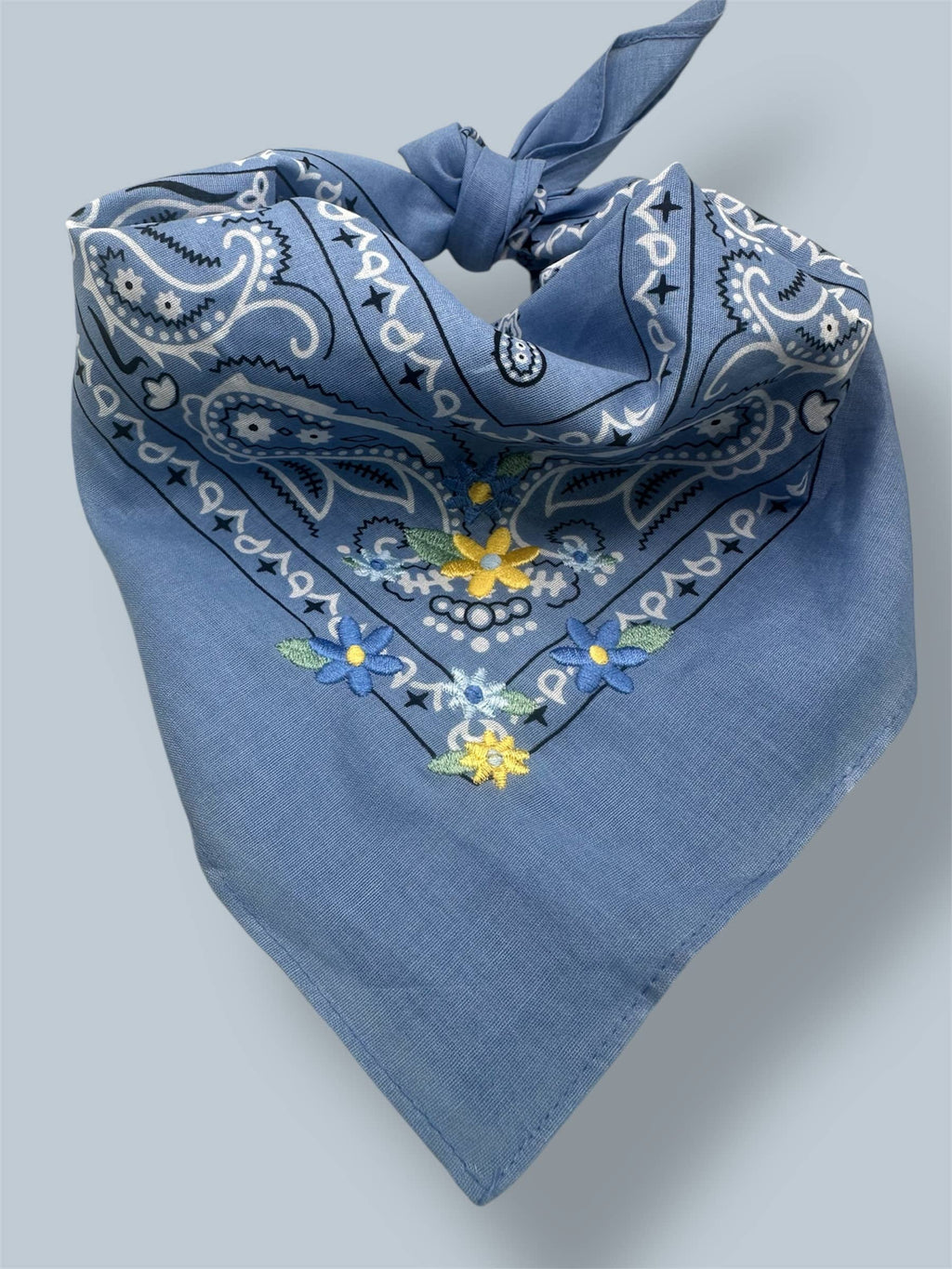 Final Sale-Blue and Yellow flower bandana