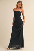 Straplesss Chiffon Maxi Dress