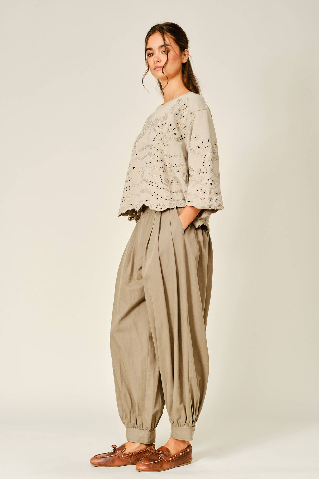 Eyelet Terry Sweatshirt