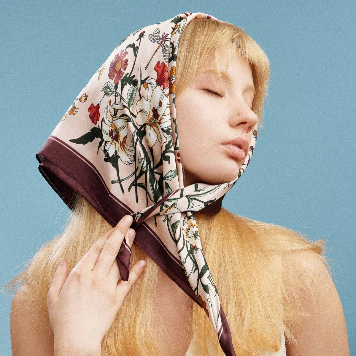 Final Sale-Vintage Floral Square Scarf