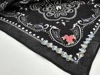 Final Sale-Black Bandana With Floral Embroidery