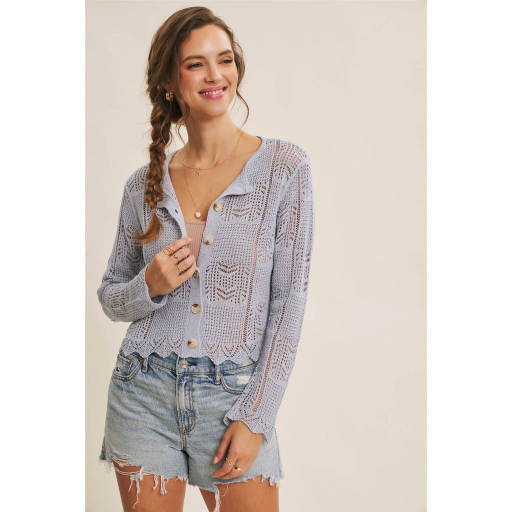 Final Sale-Cardigan W/Scallop Hem