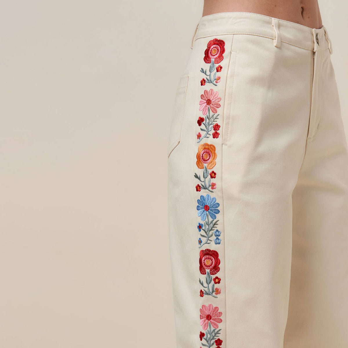 Final Sale-Floral Embroidered Pants