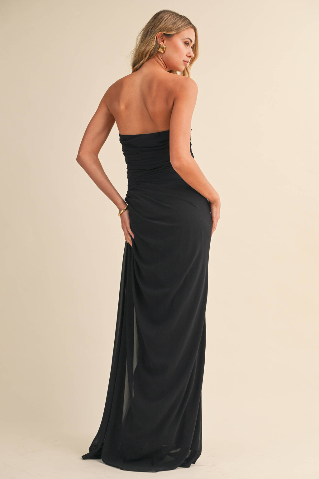 Straplesss Chiffon Maxi Dress