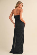 Straplesss Chiffon Maxi Dress