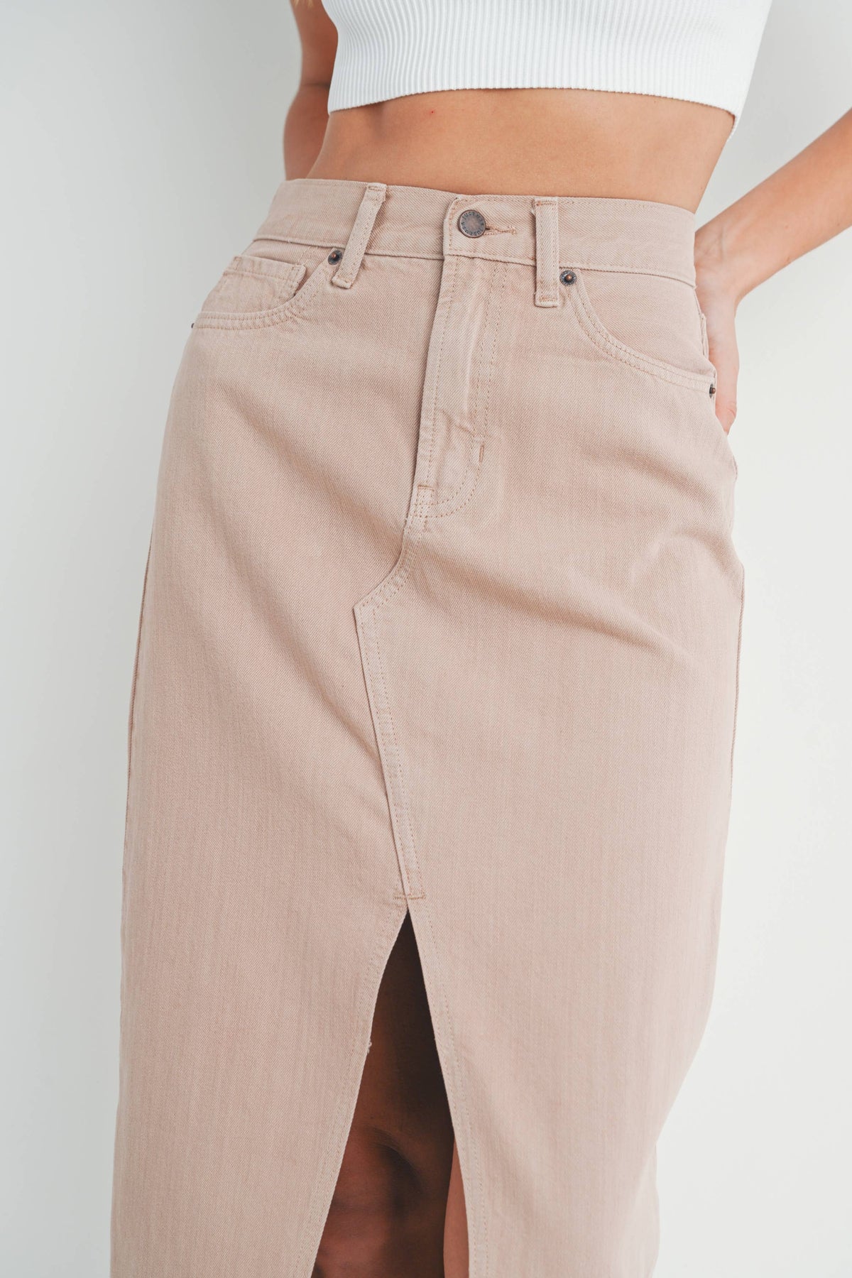 Final Sale-Open Slit Midi Skirt