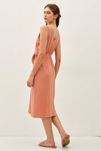 Final Sale-Linen Blend Wrap Dress