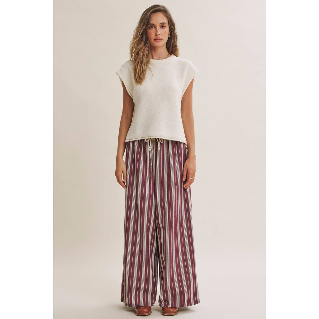 Vertical Stripe Wide-Leg Pants