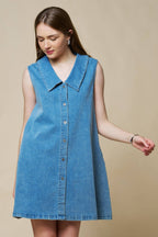 Final Sale-Collard Shift Mini Denim Dress