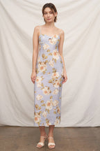 Floral Print Open-Back Maxi Dress