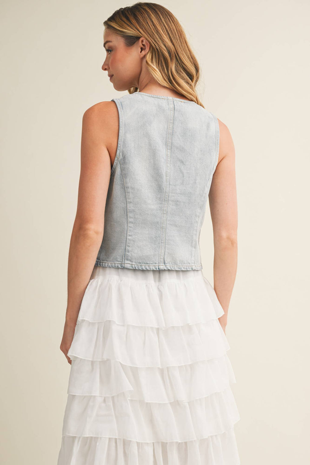 Final Sale-Double Buckle Denim Vest