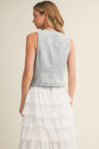 Final Sale-Double Buckle Denim Vest