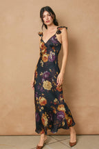 Floral Flutter Shoulder Maxi Dress