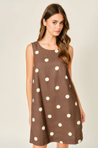 Final Sale-Linen Dot Mini Dress