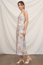 Floral Print Open-Back Maxi Dress