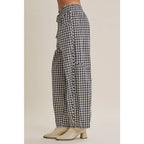 Relaxed Gingham Barrel Pant