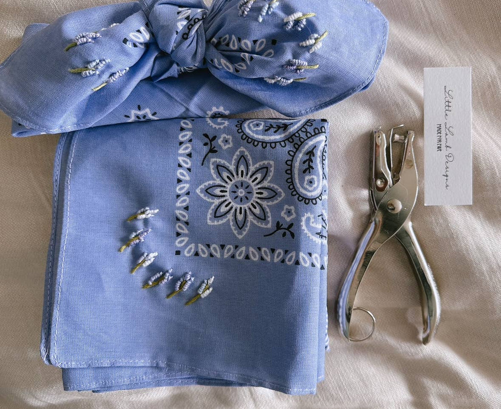 Final Sale- Embroidered Lavender Purple Bandana