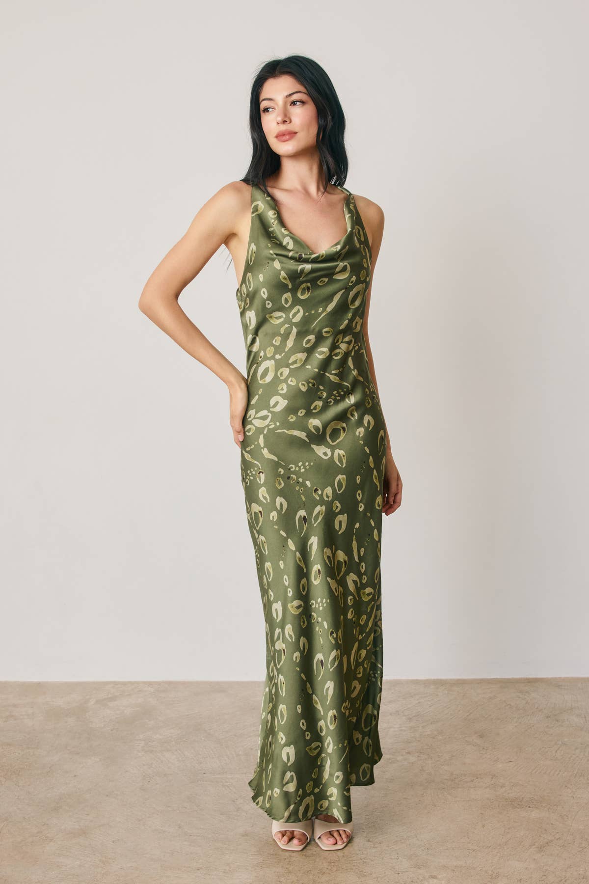 Animal Twisted Strap Maxi Dress