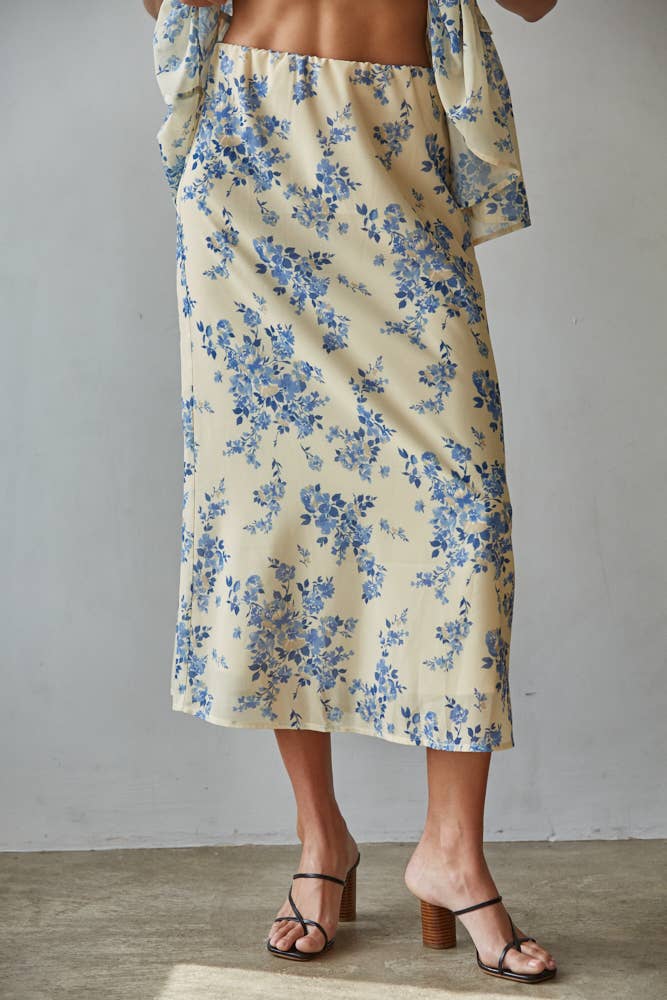 Final Sale-Floral Print Midi Skirt