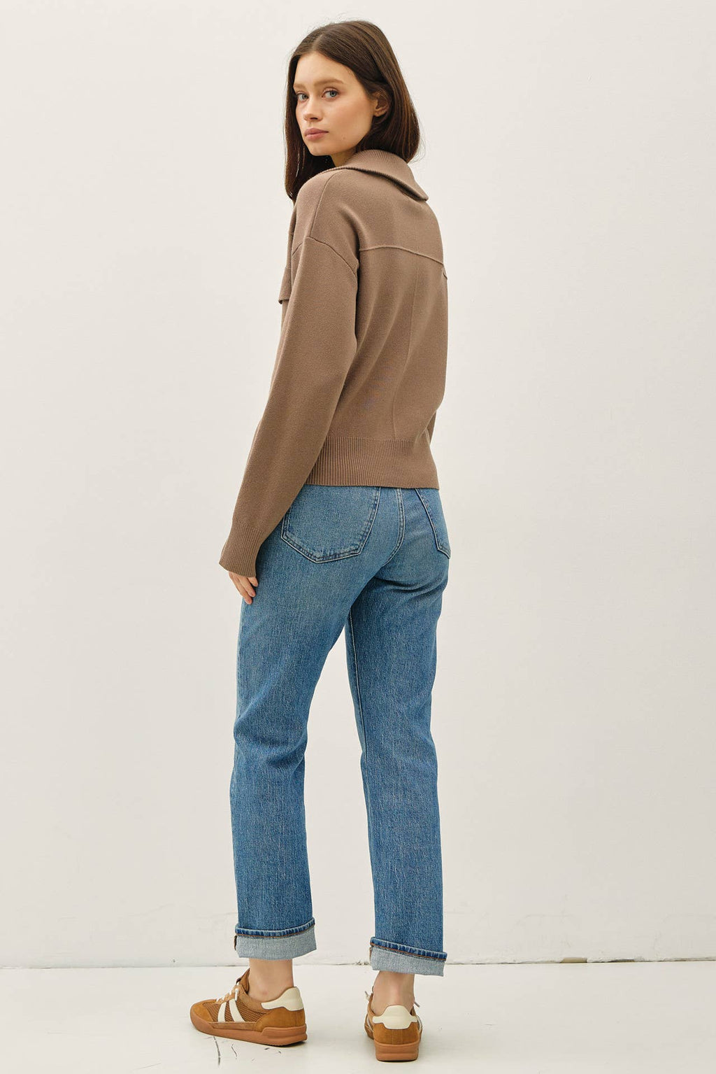 Final Sale-Zip Up Sweater Jacket