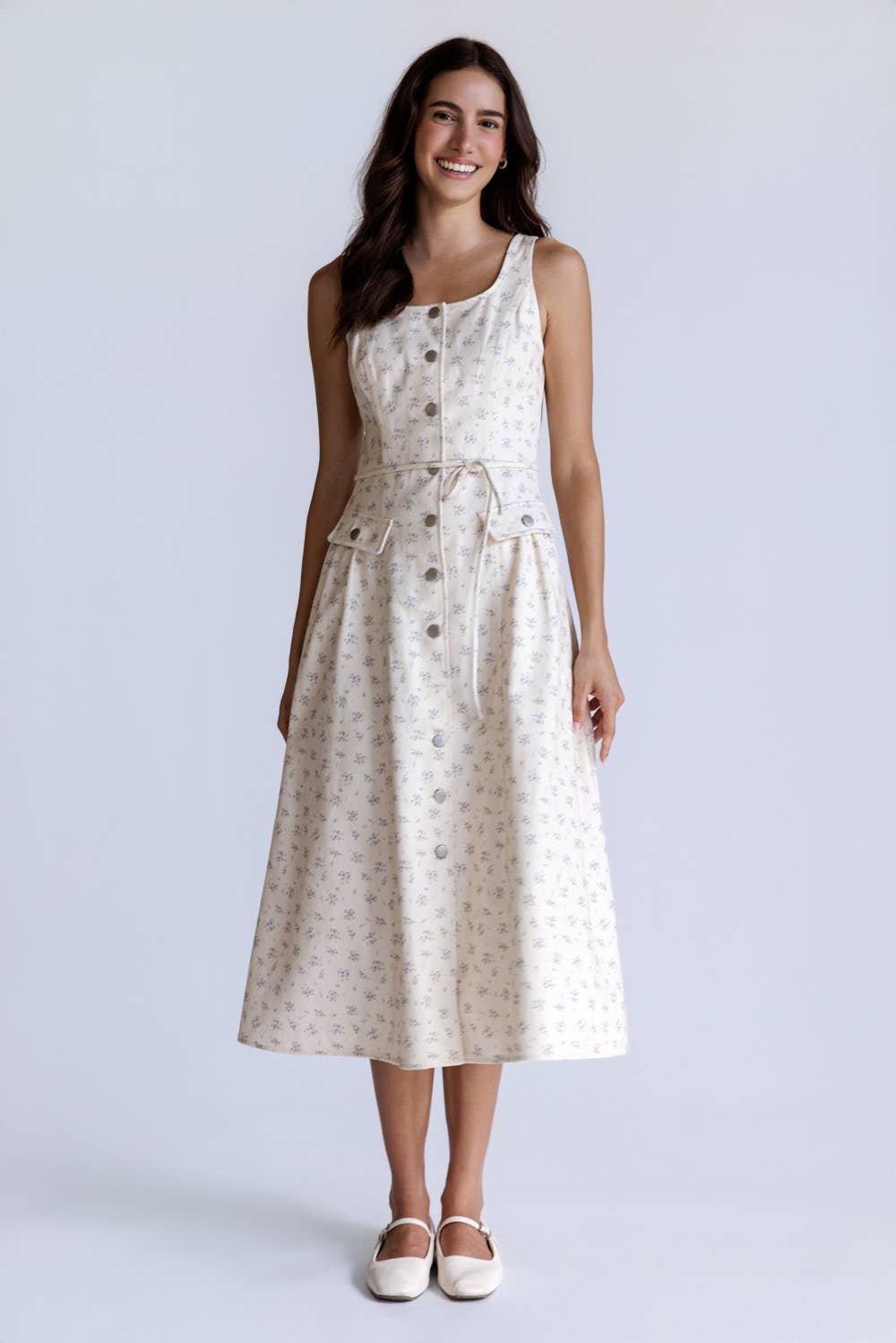 Floral Denim Midi Dress