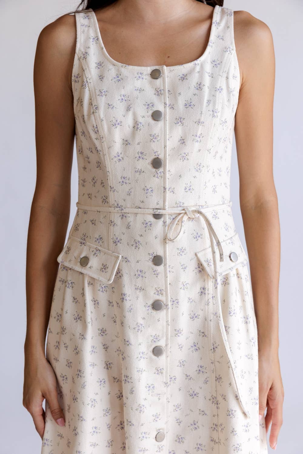 Floral Denim Midi Dress