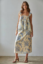 Final Sale-Floral Print Midi Skirt