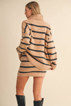 Oversized Stripe Turtle Neck