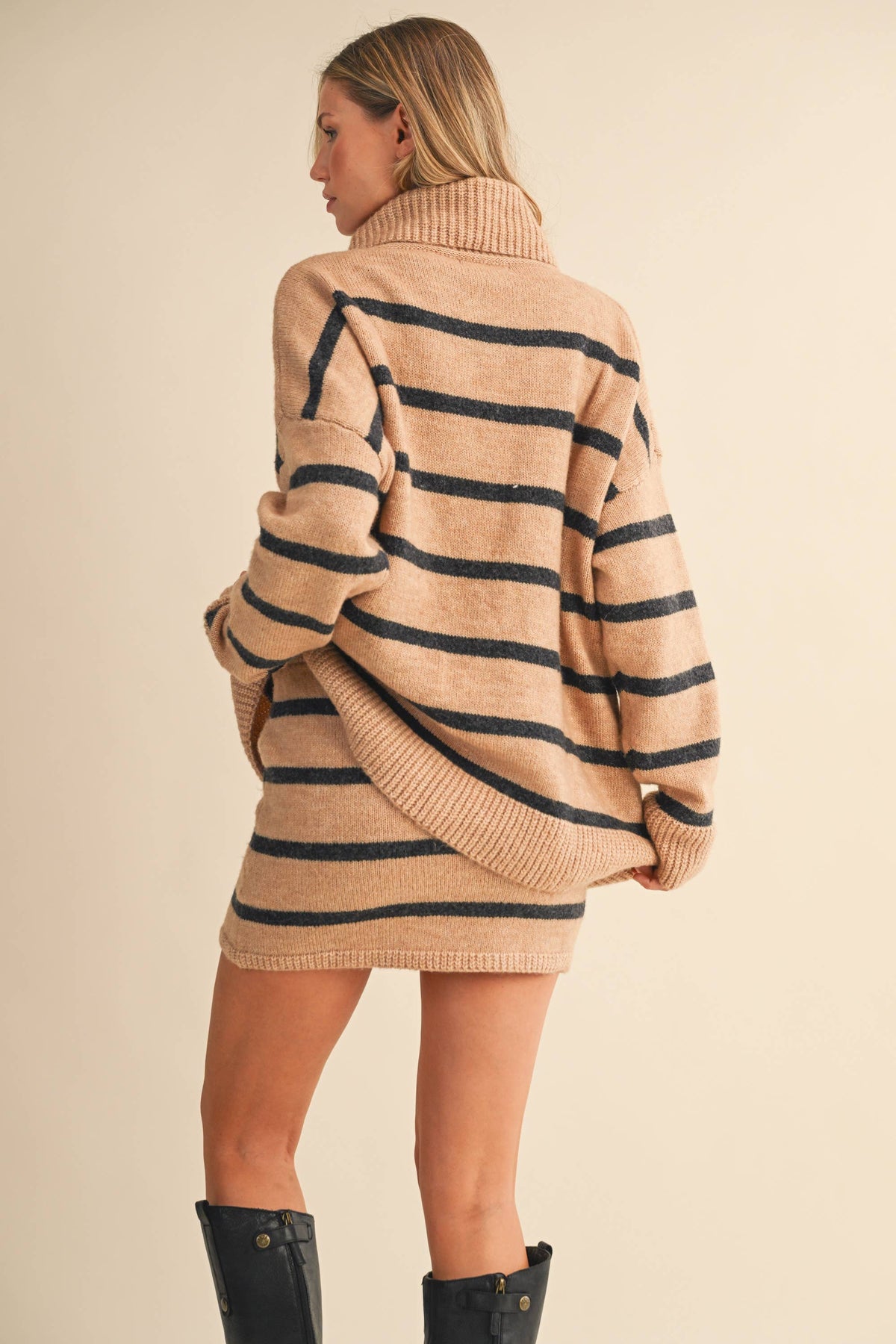 Oversized Stripe Turtle Neck