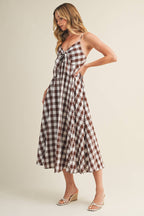 Tie-Front Gingham Dress