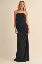 Straplesss Chiffon Maxi Dress