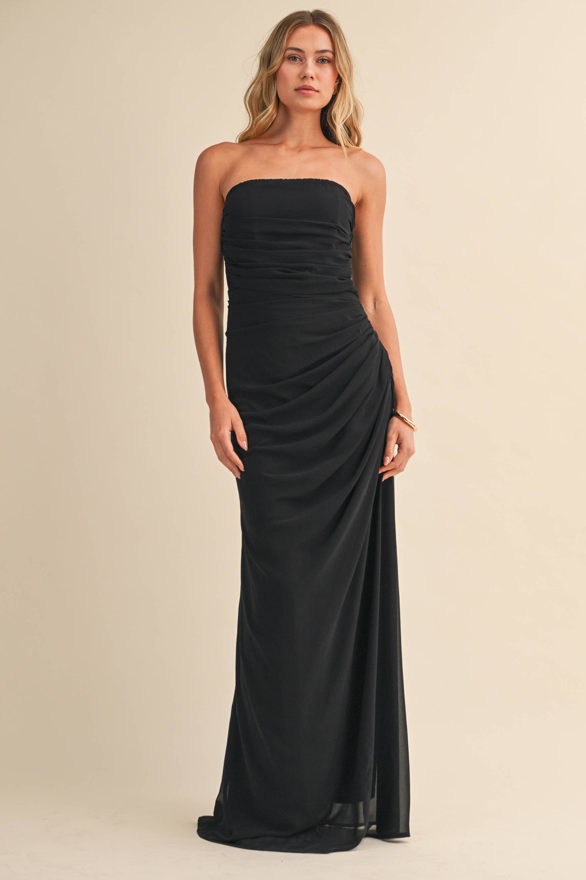 Straplesss Chiffon Maxi Dress