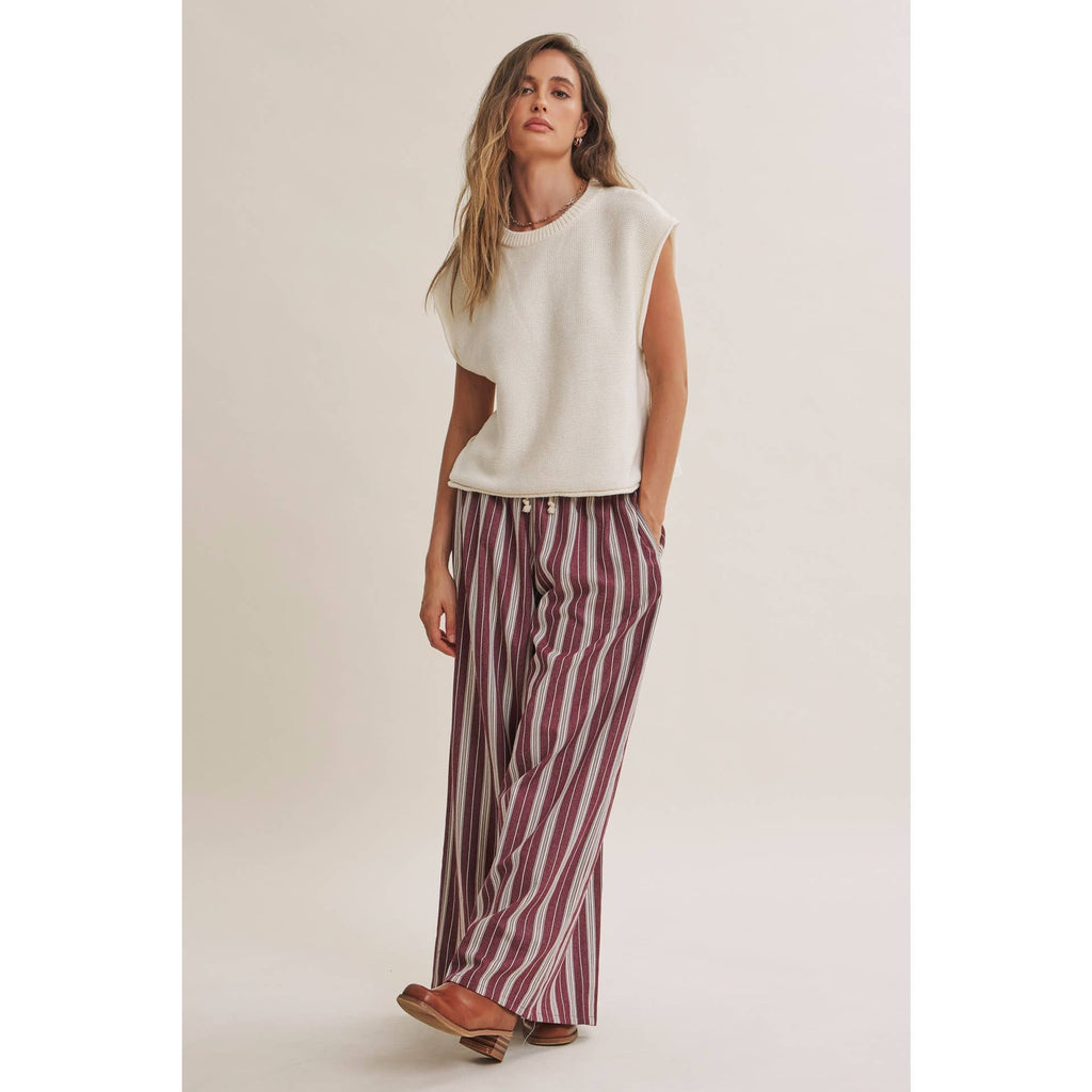 Vertical Stripe Wide-Leg Pants