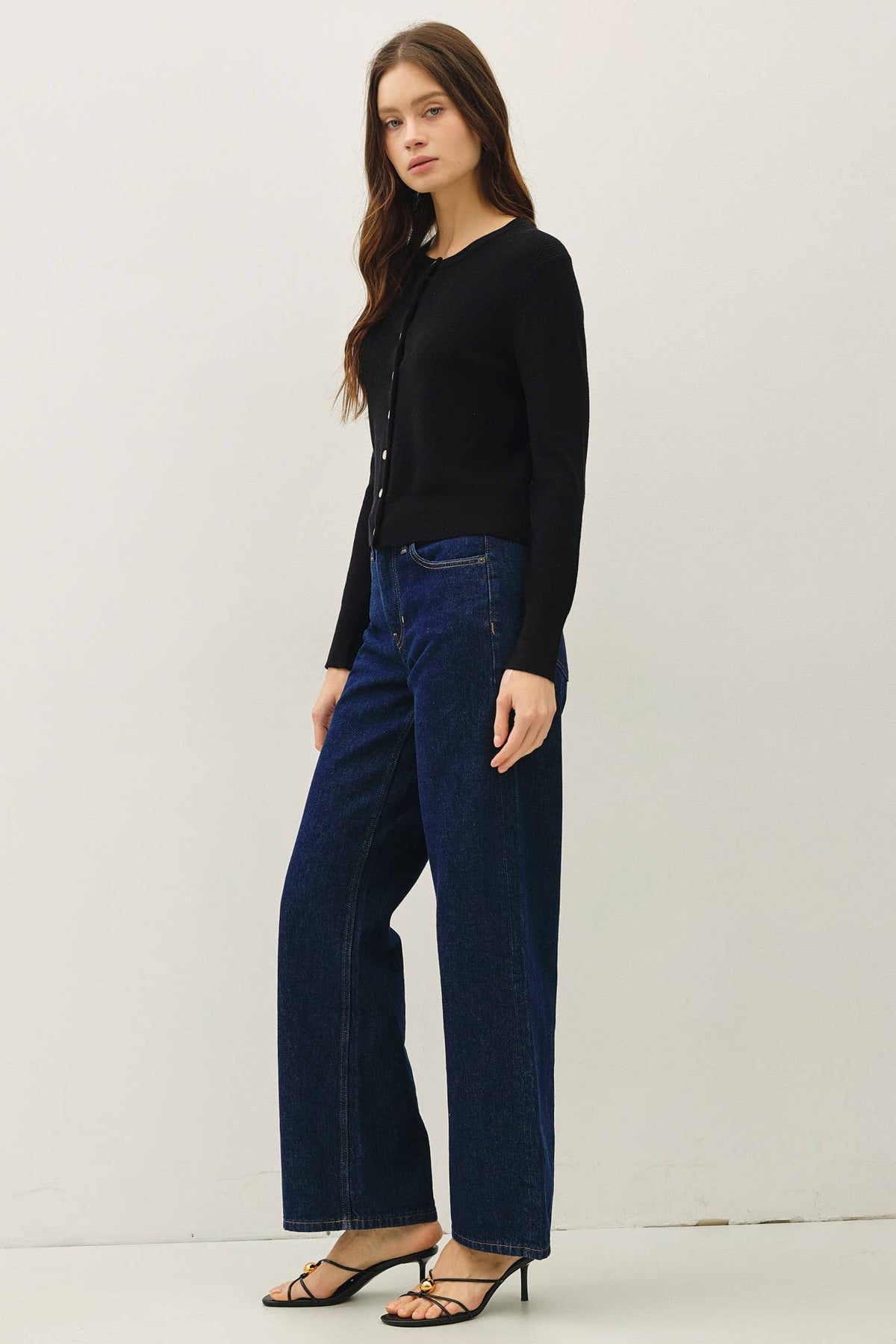 Final Sale-Ribbed Crewneck Cardigan