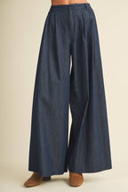 Wide-Leg Double-Pleat Trousers