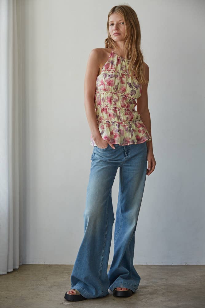 Final Sale-Tencel Floral Print Top
