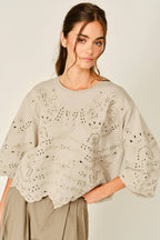 Eyelet Terry Sweatshirt