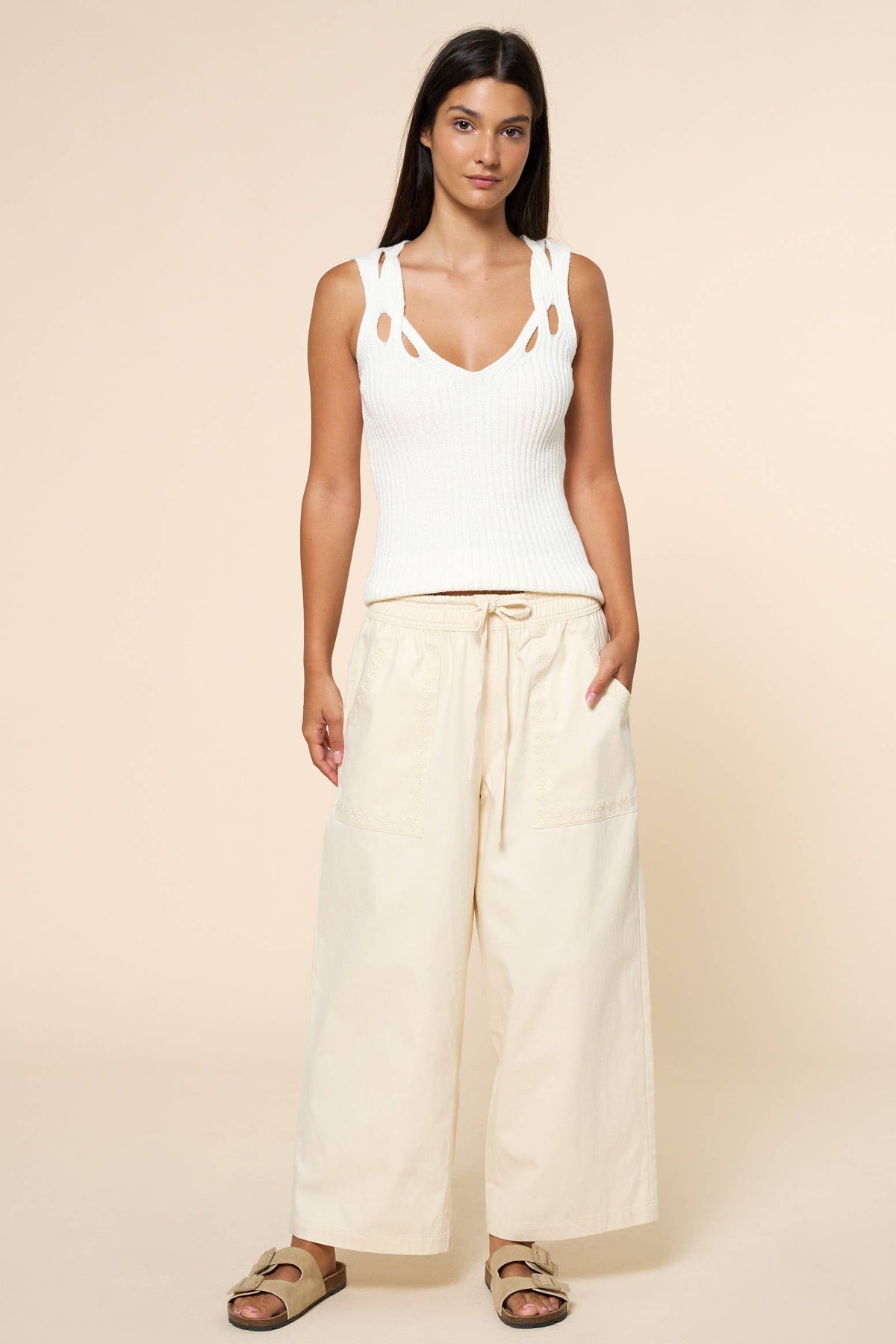 Final Sale-Ribbed Cut Out Knit Top