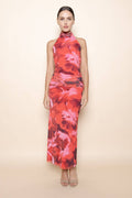 Gathered Waist Halter Maxi Dress