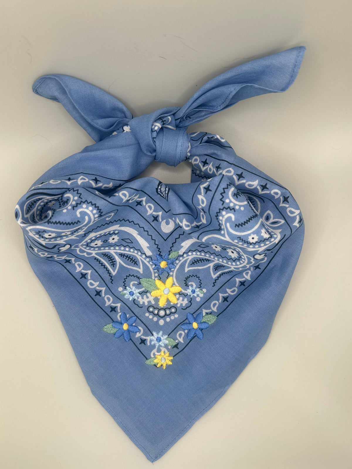 Final Sale-Blue and Yellow flower bandana