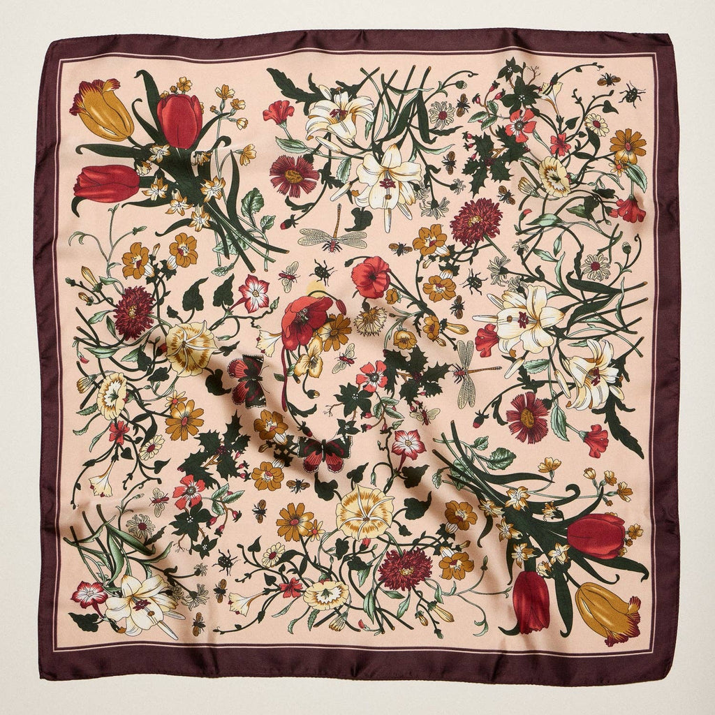 Final Sale-Vintage Floral Square Scarf