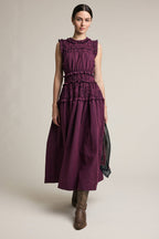 Wine Plaid Maxi Dress