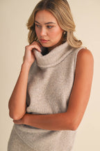 Brushed Knit Turtle Neck Tank