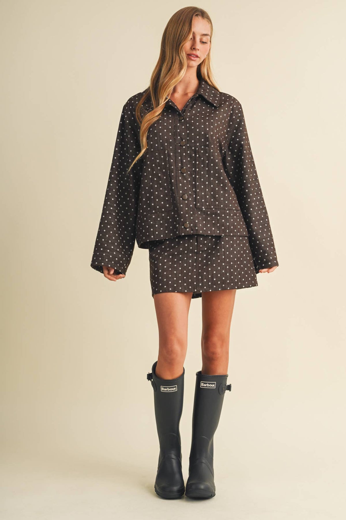 Final Sale-A-Line Polka Dot Utility Skort