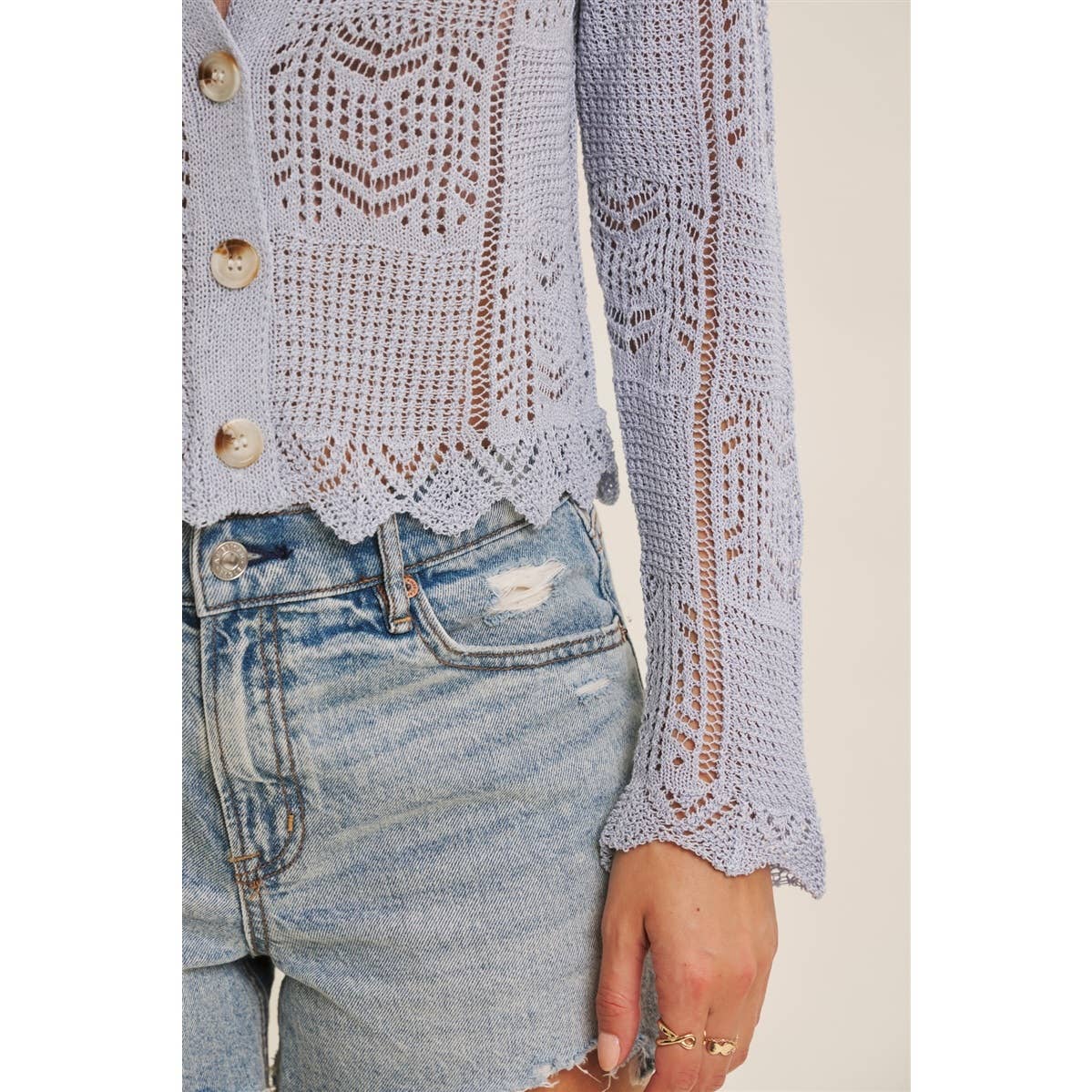 Final Sale-Cardigan W/Scallop Hem