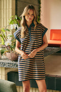 Relaxed Fit Stripe Polo Mini Dress