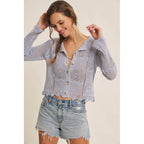 Final Sale-Cardigan W/Scallop Hem
