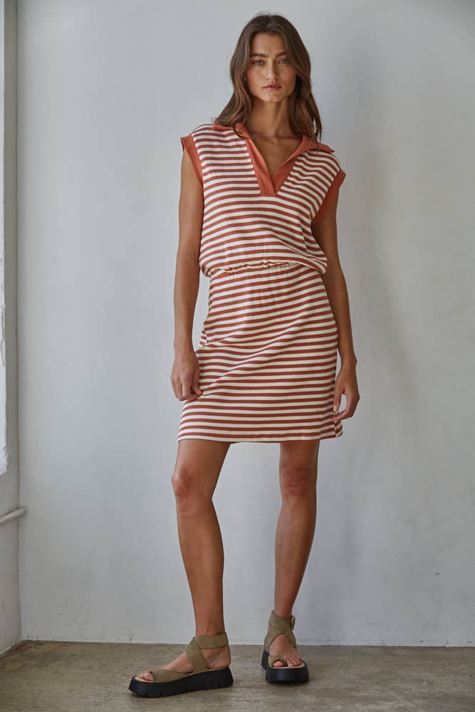 Final Sale-Striped Ribbed Polo Mini