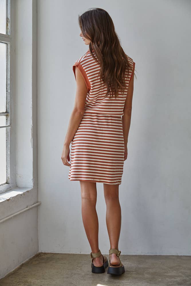 Final Sale-Striped Ribbed Polo Mini